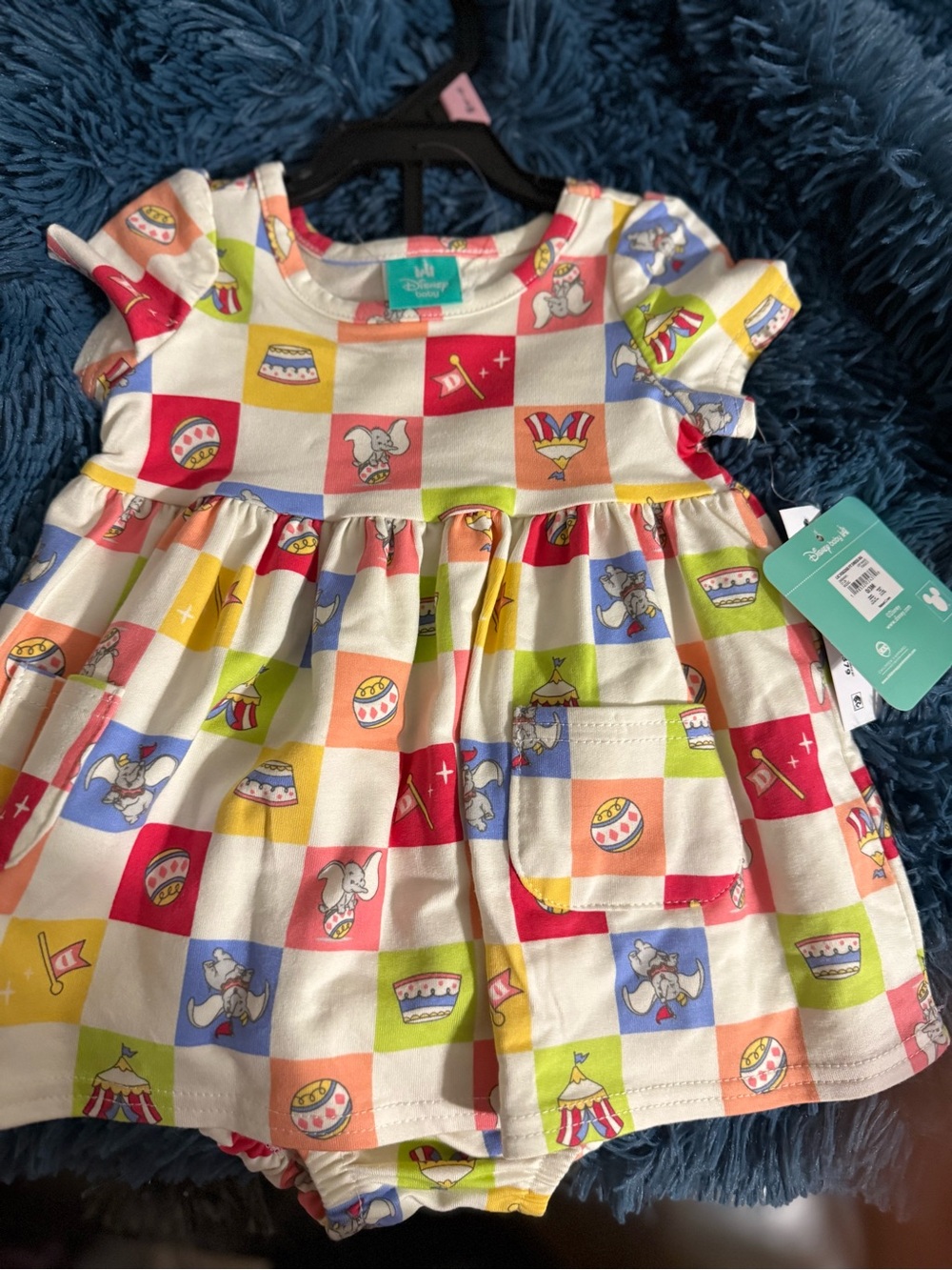 Disney Multicolor Checkered Dumbo Pocket Dress